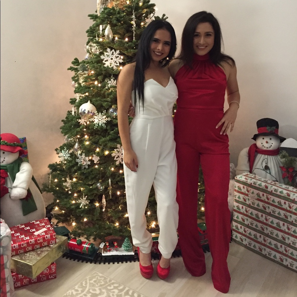 Bebe Red Satin Jumpsuit
